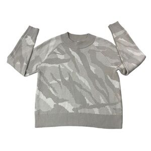 Athleta Sweater‎ Womens Size XXS Tan Camo Ribbed Crewneck